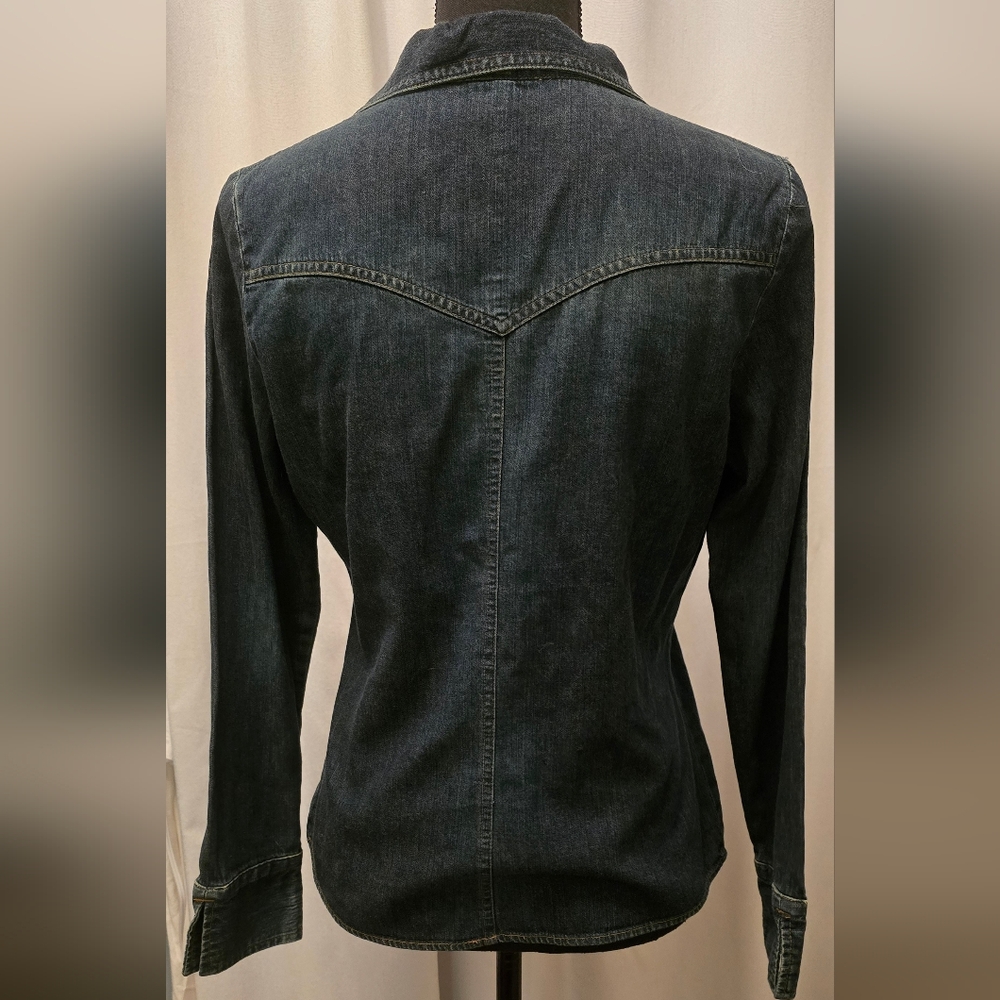 Old Navy Dark Denim Popover Shirt W/ Lace Front S - Picture 2 of 3